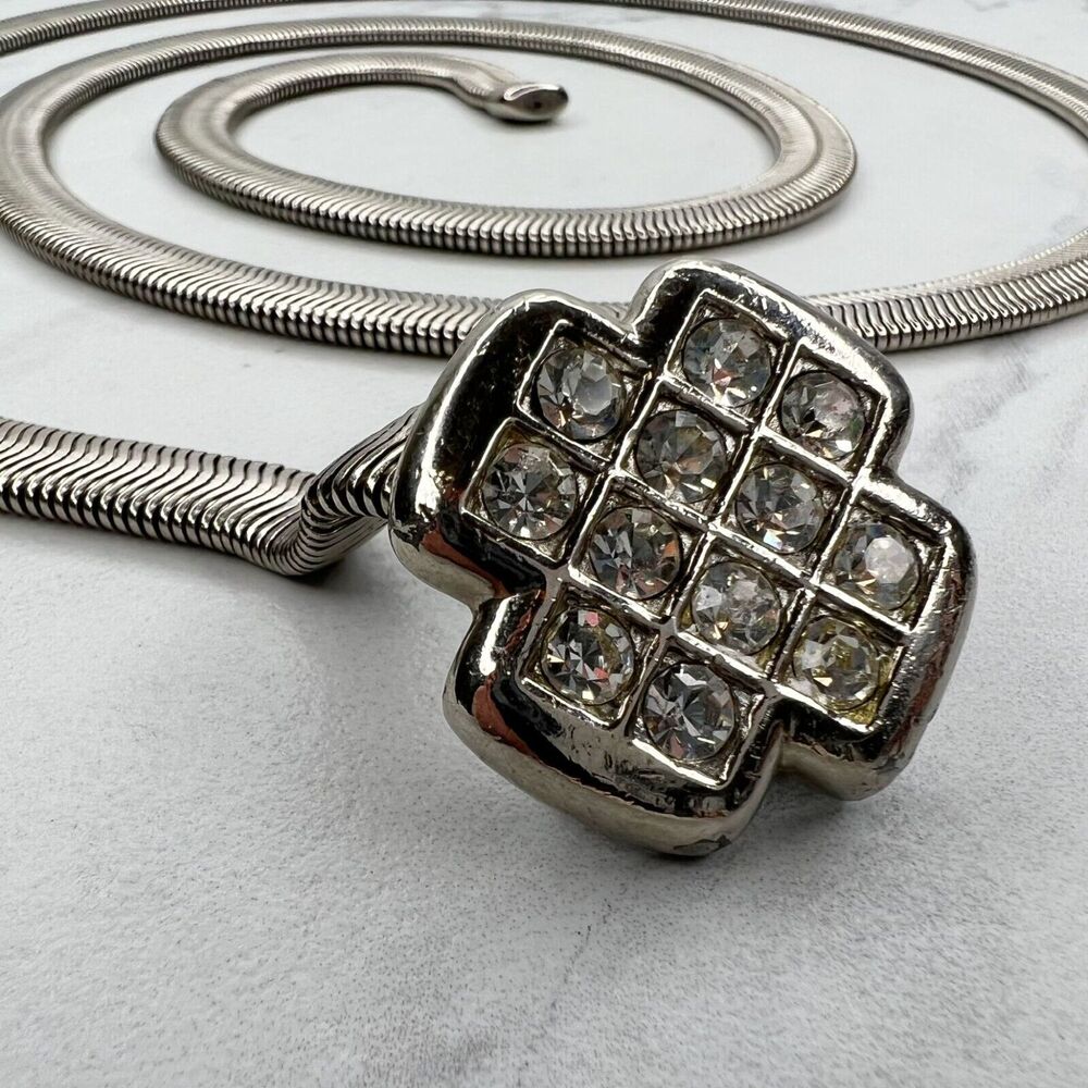 Silver Tone Rhinestone Cross Chain Belt ✨ - Picture 12 of 12